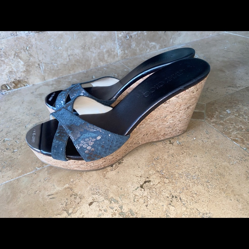 JIMMY CHOO CORK WEDGE SANDALS  39